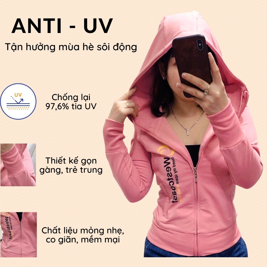 [freeship]áo khoác chống nắng nữ chất liệu da cá thiết kế mỏng nhẹ với độ chống UV 97.6% - GIRLY STORE