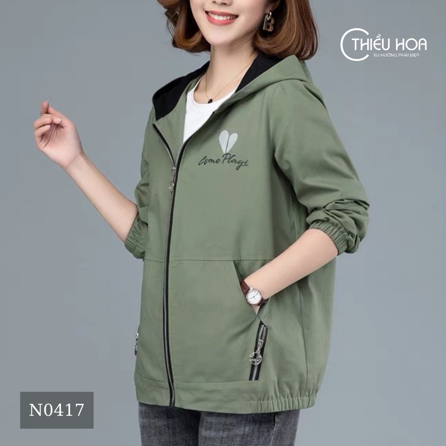 Áo Khoác Nữ Kaki Dù In Nhiệt Có Túi Trong Tiện Lợi Che Nắng Che Mưa N0417