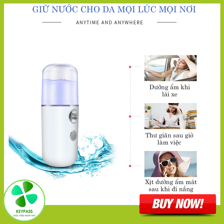 Máy phun sương tạo độ ẩm bình xịt khoáng nano xông chăm sóc cho da mặt cầm tay mini keypass