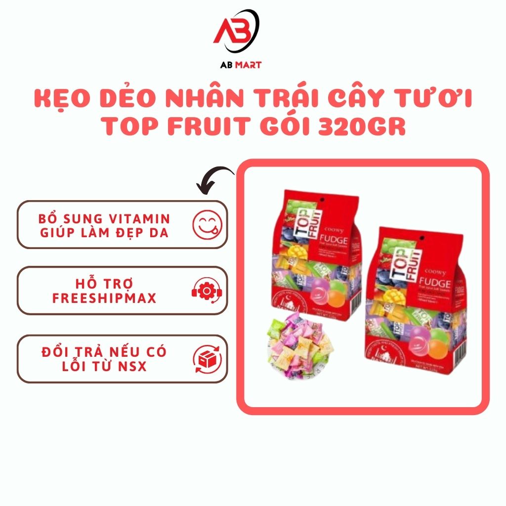 Combo 2 túi kẹo dẻo nhân trái cây tươi TOP FRUIT Mix các vị