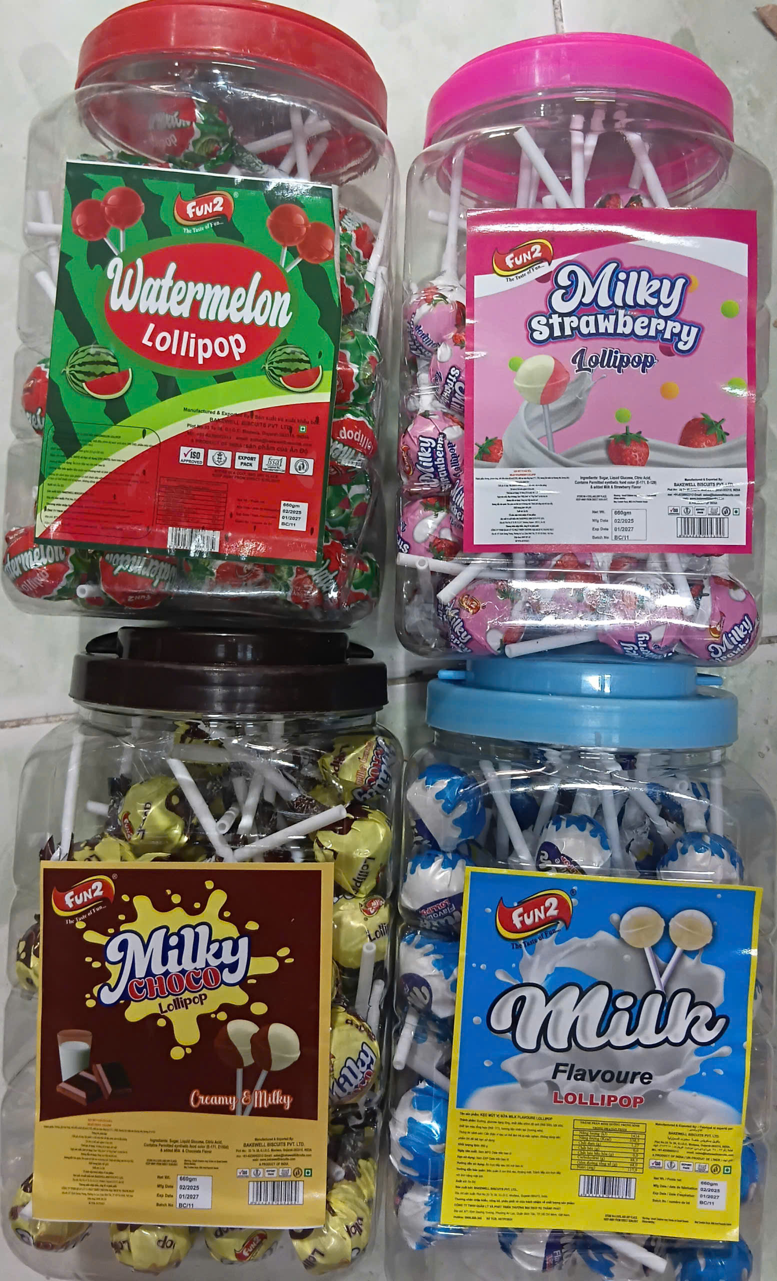 1 HỘP Kẹo Mút FUN2 660g (60 Cây) Hương Vị Dưa Hấu Sữa Dâu Cafe Sữa Thơm Ngon Hấp Dẫn Bộ Sưu Tập 4 Hương Vị Đặc Sắc