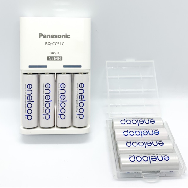 Bộ 4 pin & sạc eneloop panasonic bq-cc51 - tặng kèm hộp đựng pin