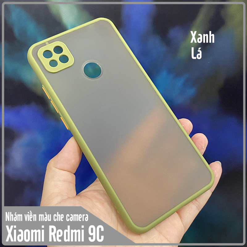 Ốp lưng cho Xiaomi Redmi 9C trong nhám viền màu che camera