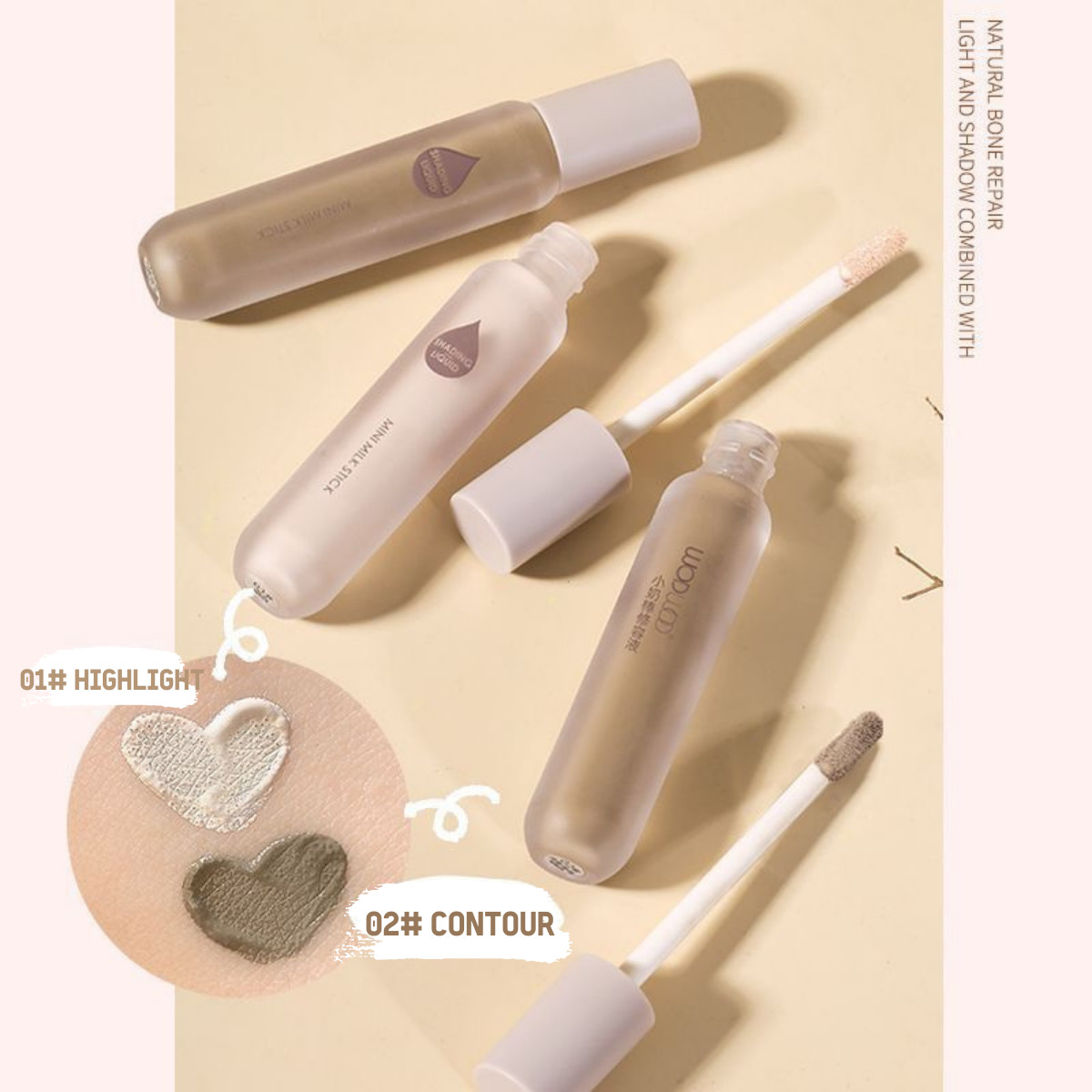 Tạo khối bắt sáng dạng kem wodwod small milk liquid highlight & contour stick w923