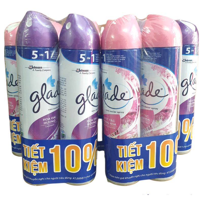 Combo 2 chai xịt phòng glade 5in1 khử mùi hôi làm tươi mát không khí 280ml