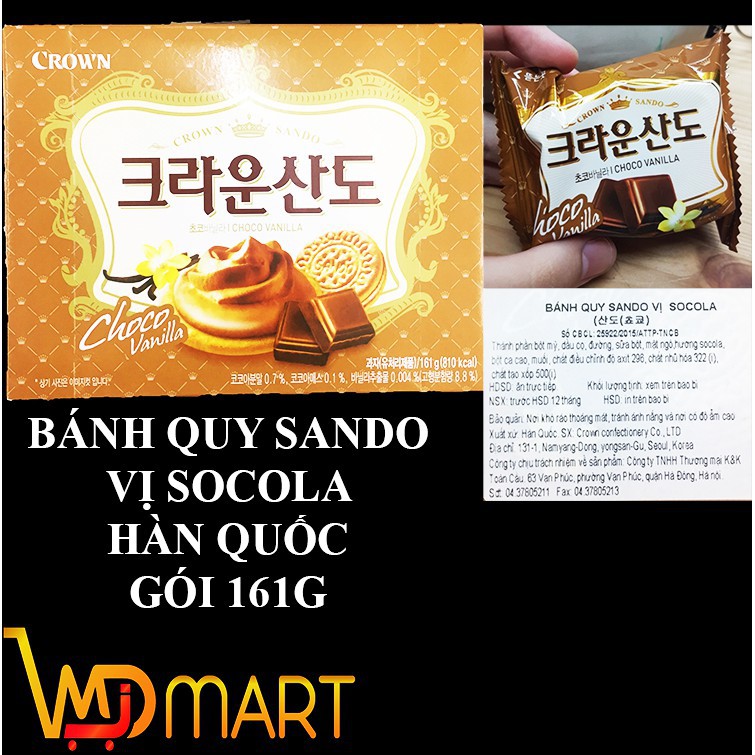 Bánh quy sando crown vị socola hàn quốc 161g giá tốt