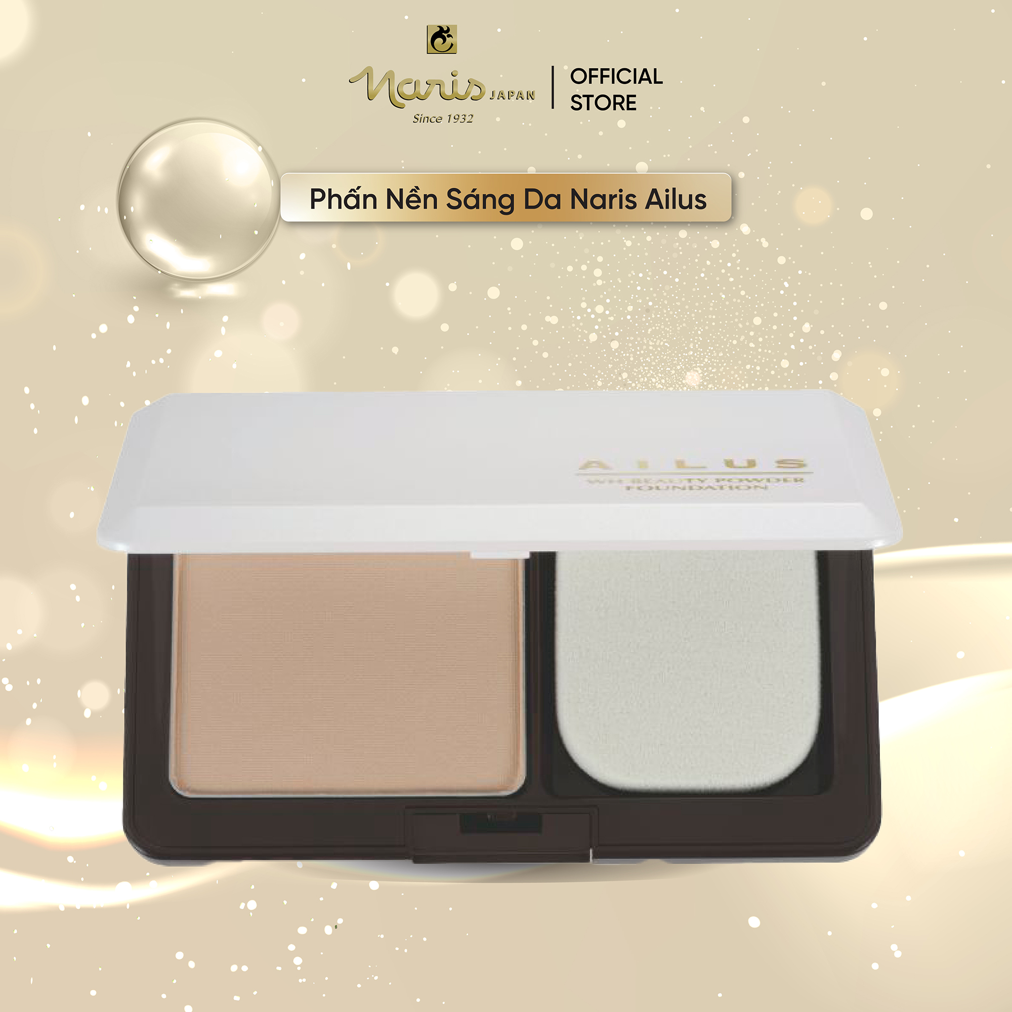 Phấn nền sáng da Naris Ailus WH Beauty Powder Foundation