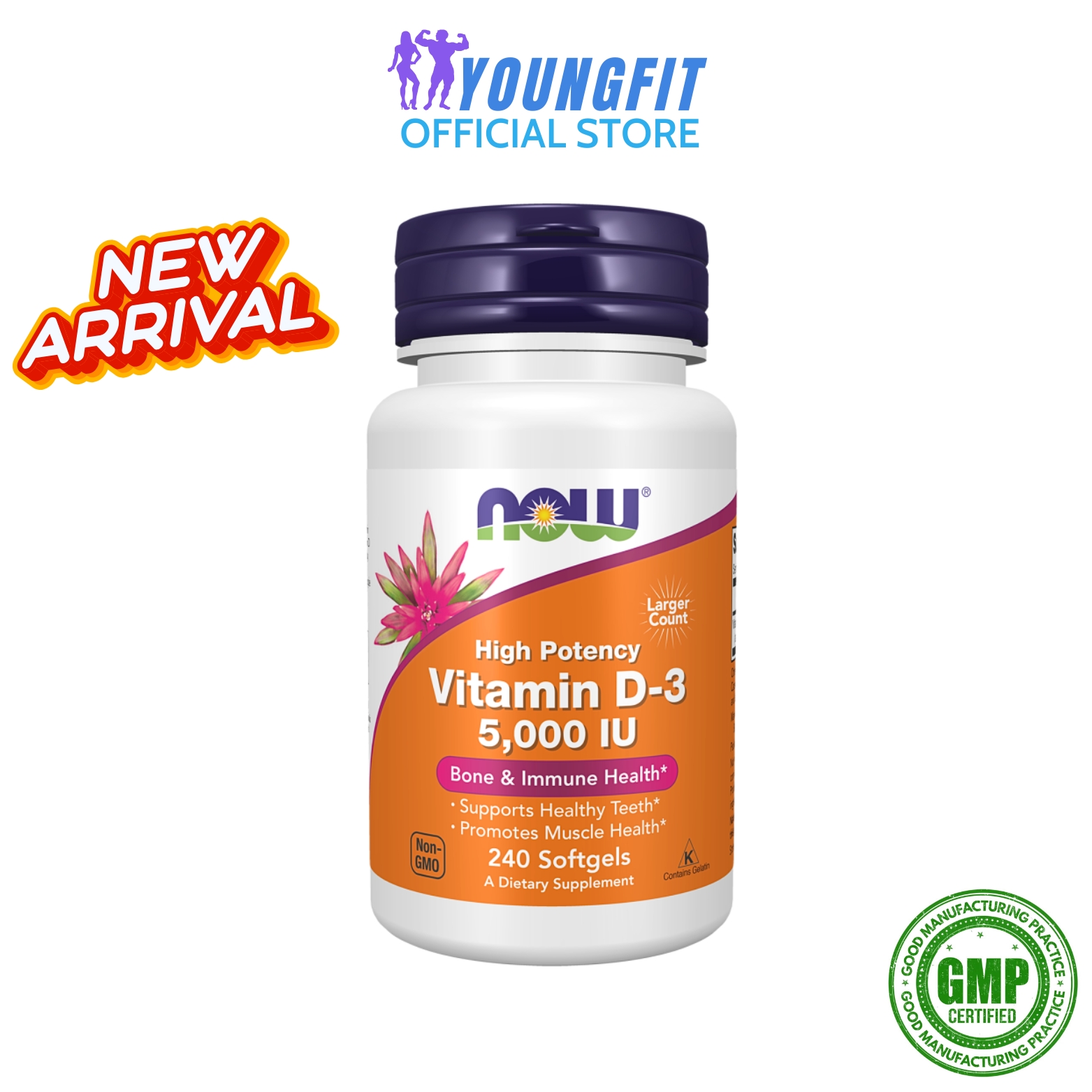 NOW Foods Vitamin D3 High Potency 5,000 IU 240 Softgels