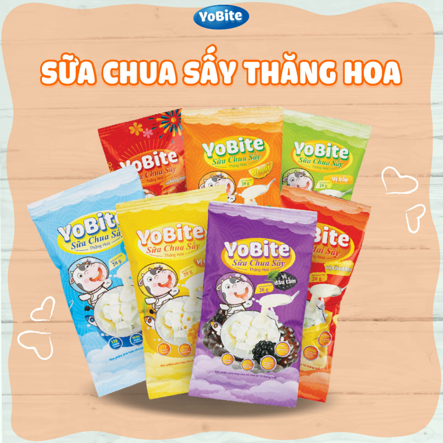 Sữa Chua Khô YOBITE - Ăn dặm - Hỗ Trợ Tiêu Hóa - Tăng Sức Đề Kháng (20g)