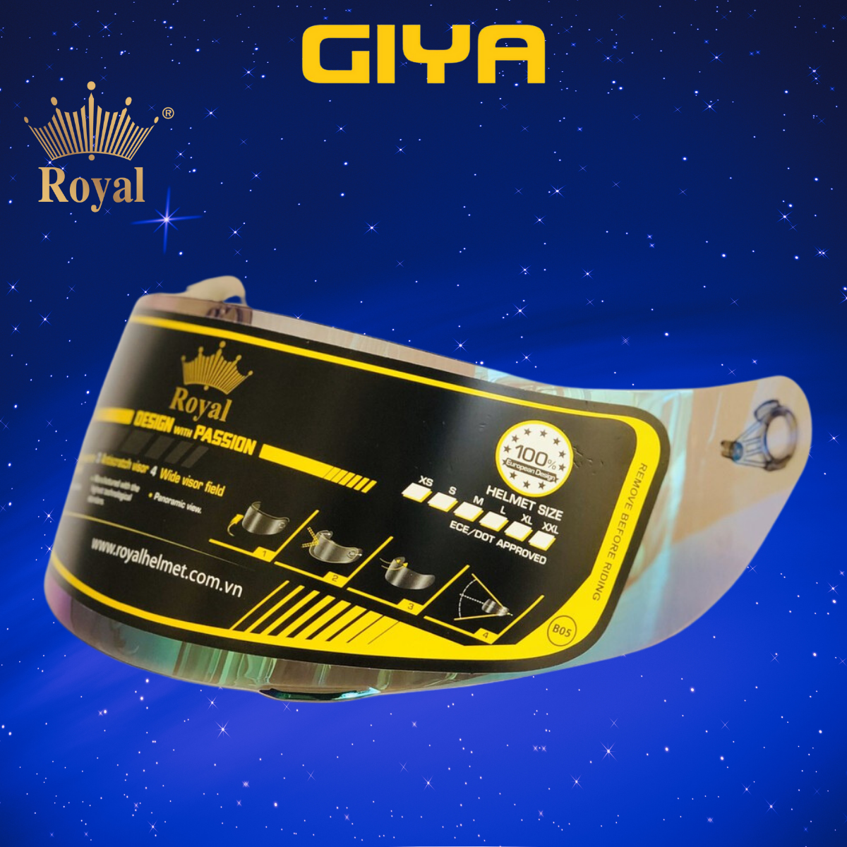 Kính thay thế nón bảo hiểm fullface royal m137-m138-m179-roc r03-roc r05 - giya helmet