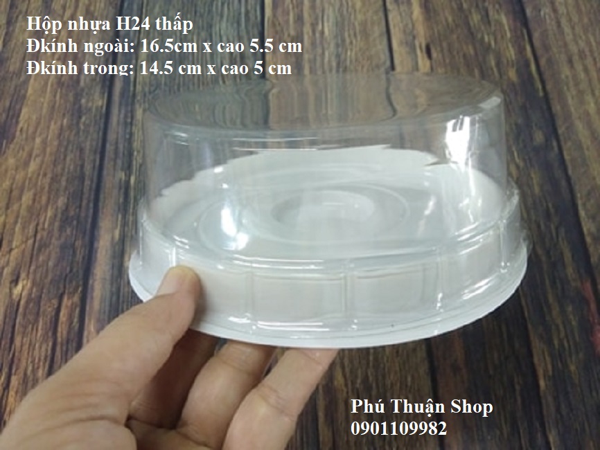 BỘ 50 HỘP NHỰA TRÒN ĐỰNG BÁNH ĐẾ TRẮNG/ ĐẾ ĐEN  NẮP THẤP KÍCH THƯỚC 14.5 CM X CAO 5 CM - H24