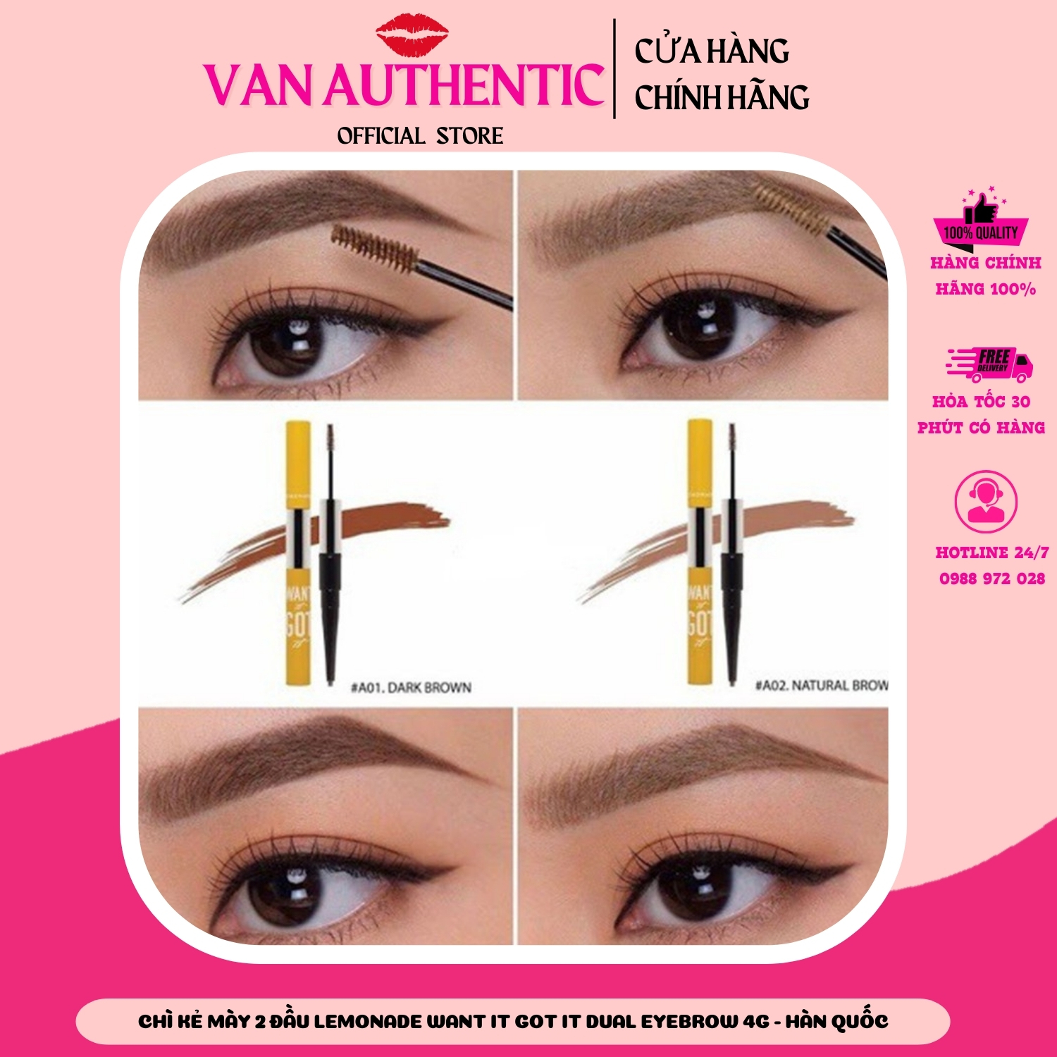 Chì kẻ mày 2 đầu Lemonade Want It Got It Dual Eyebrow 4g