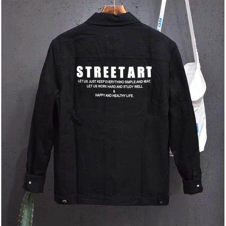 Áo khoác kaki jean nam unisex màu đen