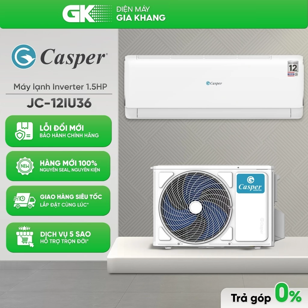 Máy Lạnh Casper Inverter 1.5 HP JC-12IU36 || QC-12IU36A - GIAO TOÀN QUỐC