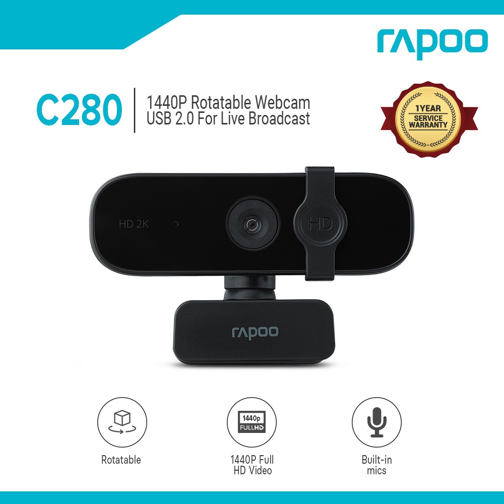 Webcam RAPOO C280, độ phân giải 2K 1440P - Hãng phân phối chính thức