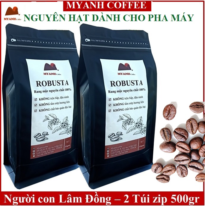 1kg cà phê rang mộc (tỉ lệ hái chín &gt;98%) - NGUYÊN HẠT CHƯA XAY DÀNH CHO PHA MÁY - cafe sạch Lâm Đồng - Myanh coffee - Vietnamese coffee