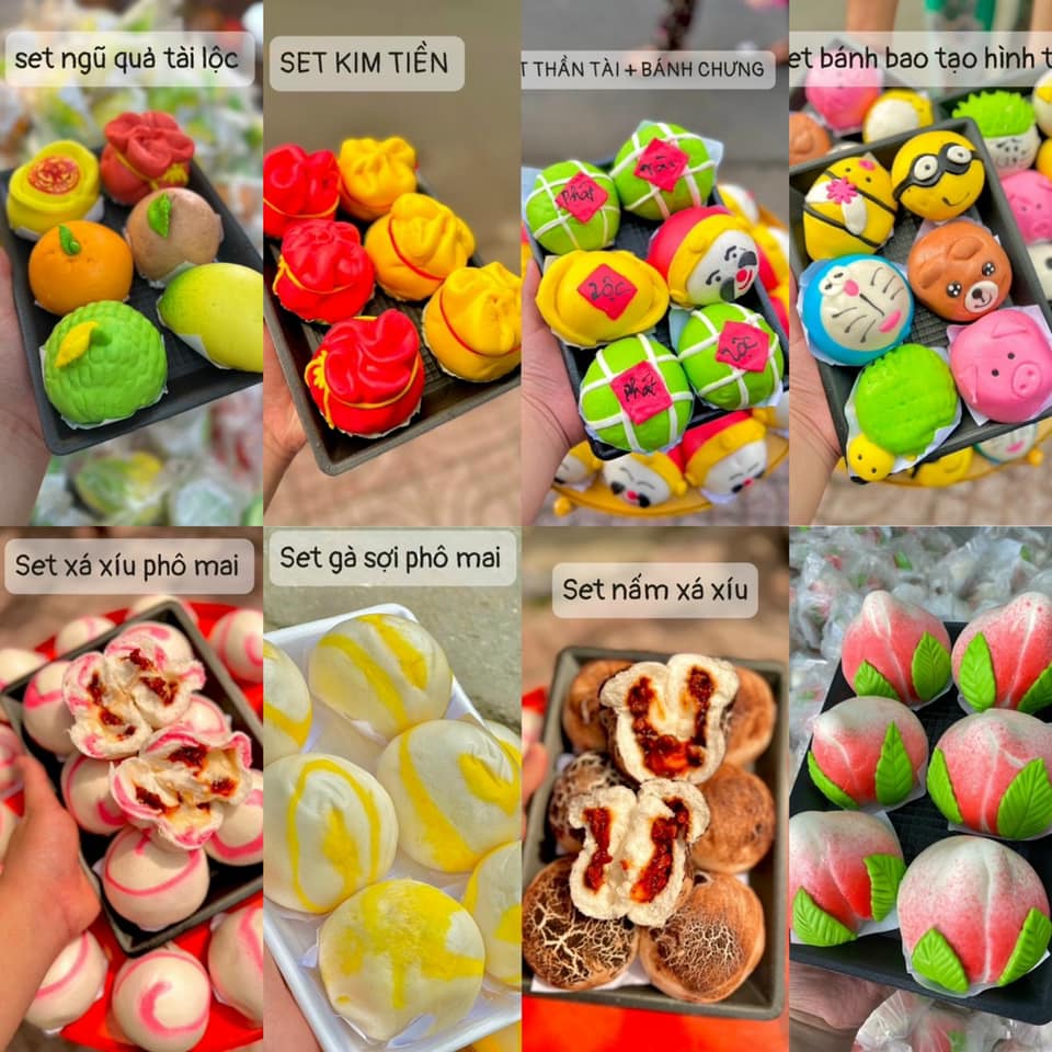 Bánh bao xá xíu phô mai 500gam , set mix 3 loại bánh bao nhân mặn chuẩn vị Hong Kong