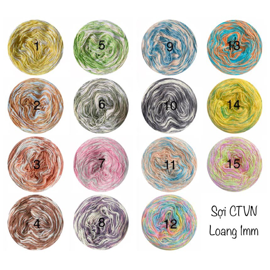 Sợi cotton việt nam loang 1mm craft yarn 100gram - sợi ctvn mềm mịn, không sơ cứng sợi -len ctvn loang