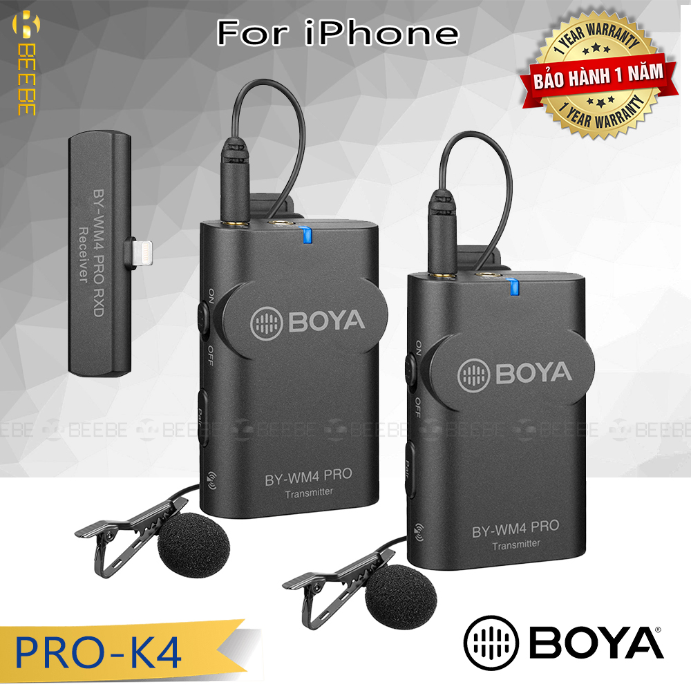 Boya by-wm4 pro-k3 micro cài áo không dây cổng linghtning cho iphone và ipad