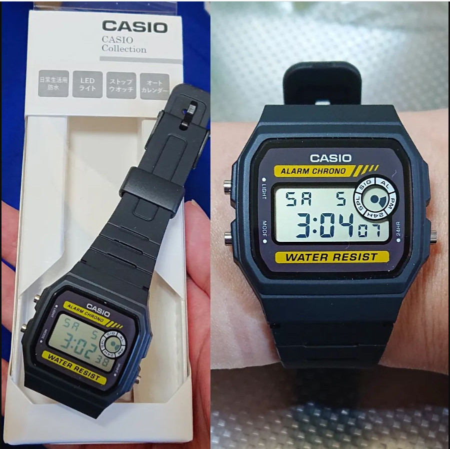 ĐỒNG HỒ ĐIỆN TỬ CASIO UNISEX WR F94 DÂY CAO SU MẶT NHỰA - Full box như hình