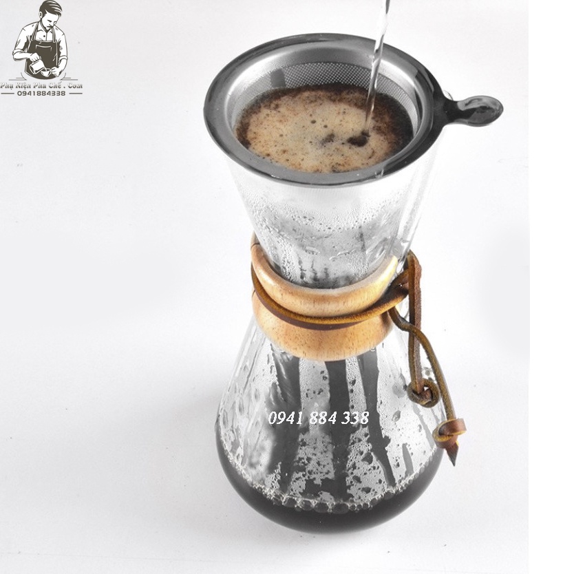 Bình chemex pha cà phê pour over drip brew v60 thủy tinh