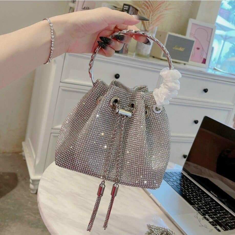 Túi đính đá Wang FULLBOX dây rút lấp lánh sang chảnh Siêu hot