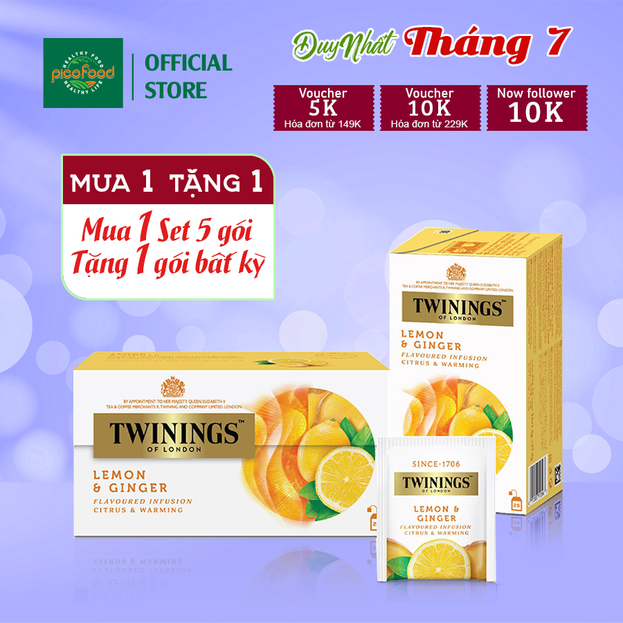 Trà Túi Lọc Twinings Tea Hộp 25 Gói Trà Twinings Túi Lọc Hương Chanh Gừng