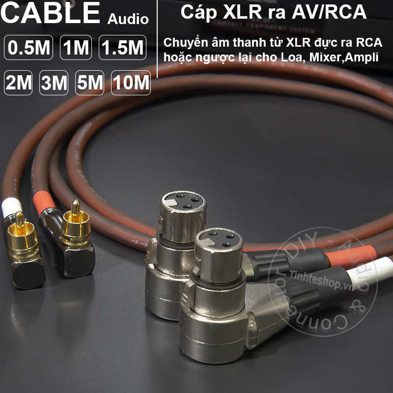 Dây av ra canon cái 1 cặp diy 0.5m đến 10m - cáp xlr sang rca