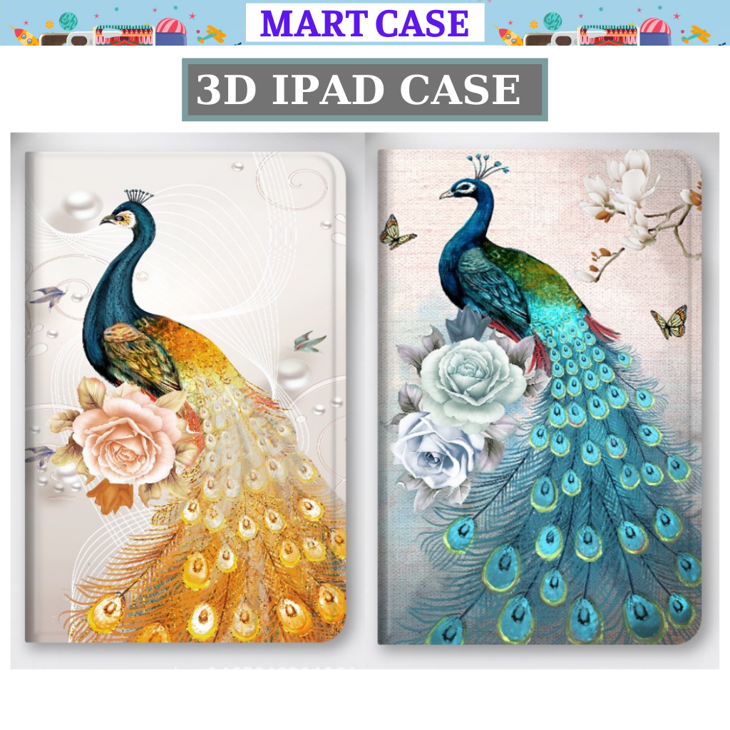 Bao da ipad Silicon hình Con Công 3D cực đẹp & chất - ipad Pro 12.9''/11''/9.7/10.5/Air3/10.2 gen 7/8...Mart Case
