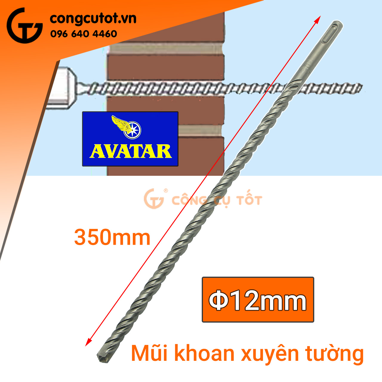 Mũi khoan bê tông xuyên tường Avatar 350mm công nghệ Đức