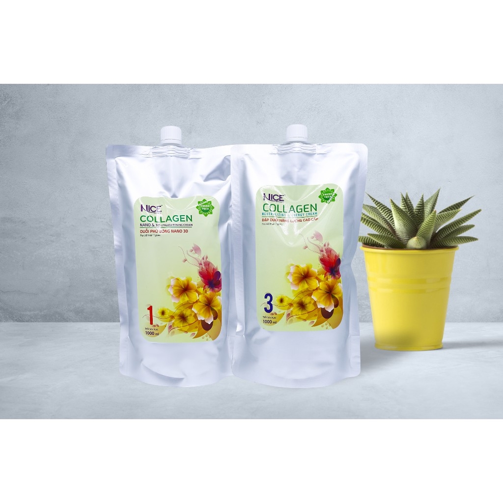 Kem uốn duỗi phủ bóng nano 3d nice 1000ml