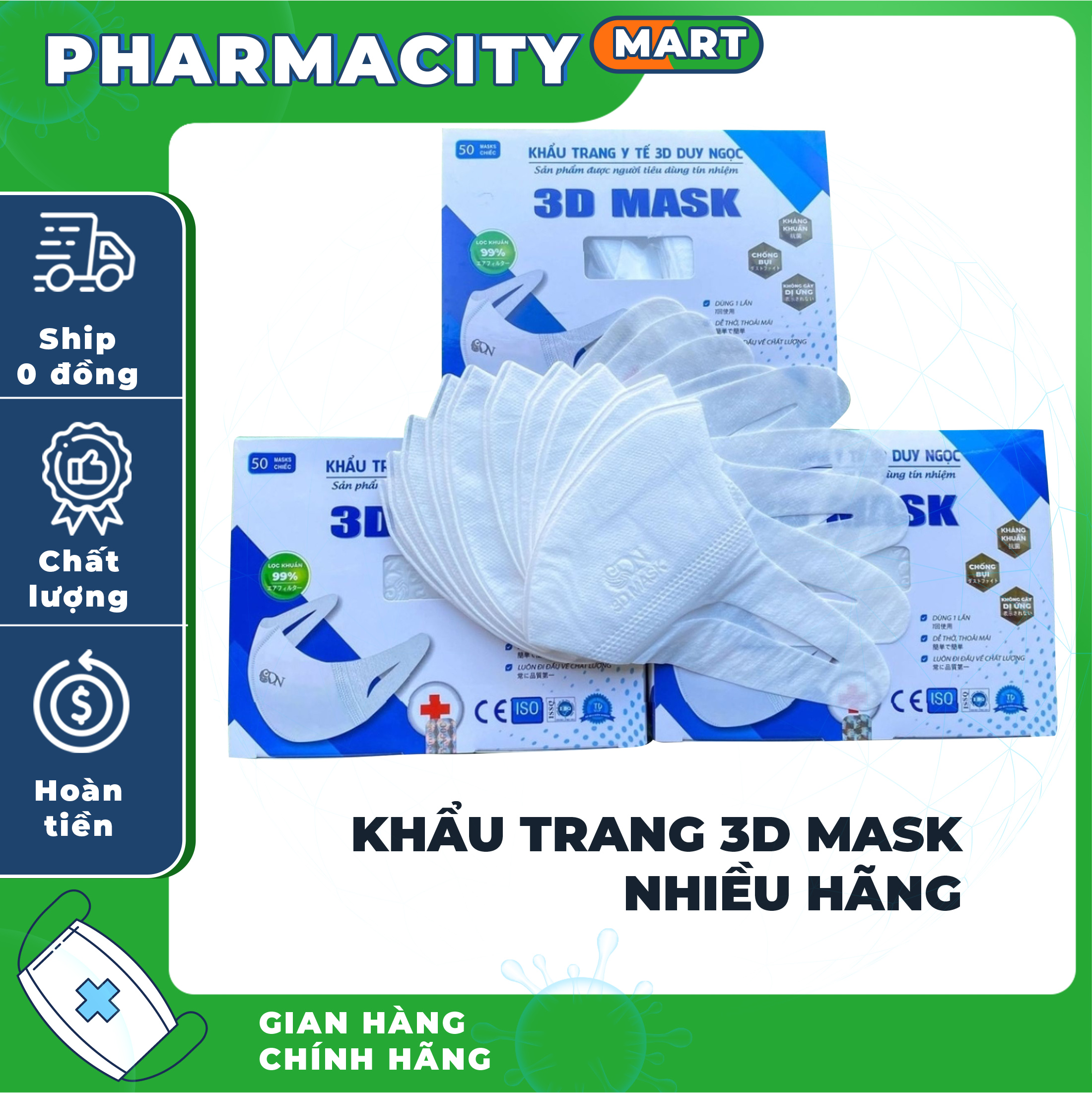 [ SỈ NGUYÊN THÙNG 50 hộp ] [ CHÍNH HÃNG ] Khẩu Trang 3D MASK NHIỀU HÃNG  ( new 2021  công nghệ Nhật Bản 1 THÙNG 50 HỘP, 1 HỘP 50 cái .
