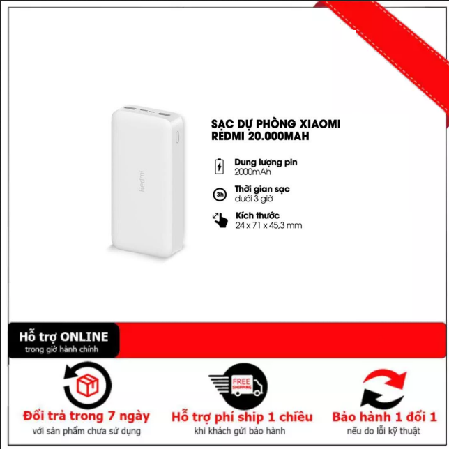 Pin sạc dự phòng xiaomi redmi 20.000mah - dung lượng chuẩn - hàng chính hãng