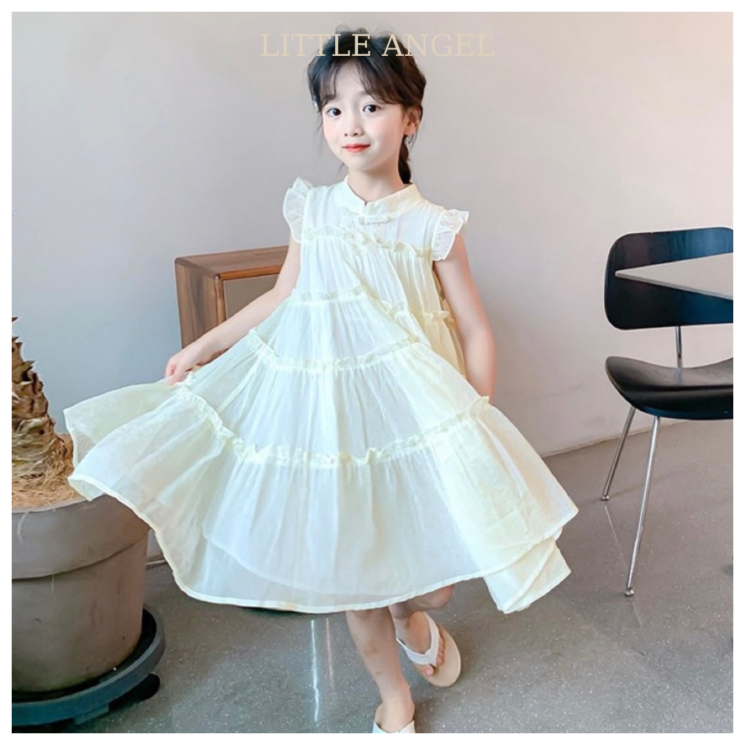Váy đầm bé gái thiết kế xếp tầng bồng bềnh phong cách tiểu thư dễ thuơng size 12-45kg