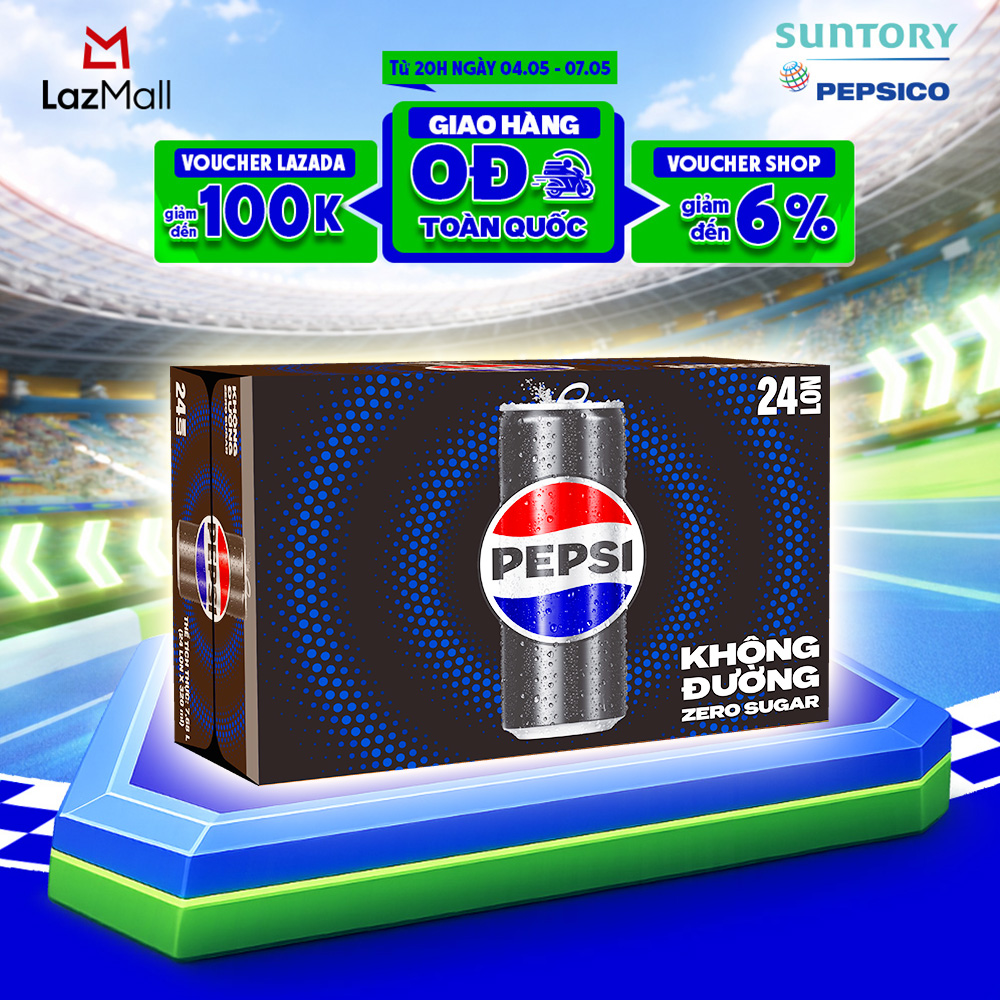 Thùng 24 Lon Nước Uống Có Gaz Pepsi Không Calo, Không Đường (320ml/lon)
