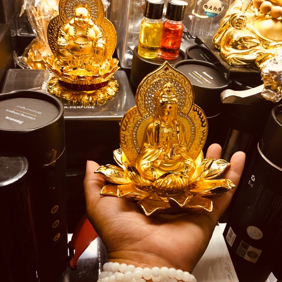 Tượng phật bà ngự đài sen 2 mặt cao cấp sang trọng có cả mùi nước hoa
