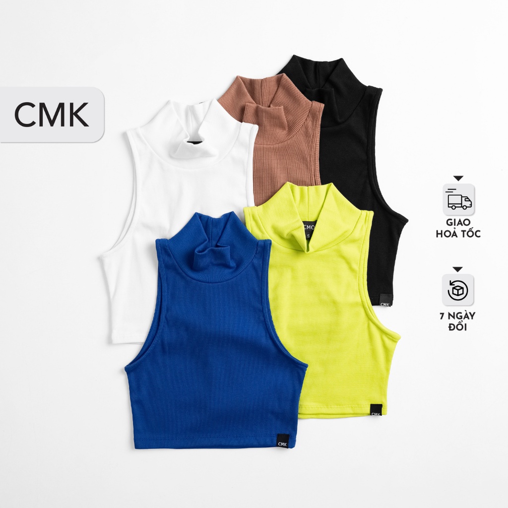 Áo croptop sát nách nữ cổ lọ chicmonki chất thun siêu co giãn - eden top cat10