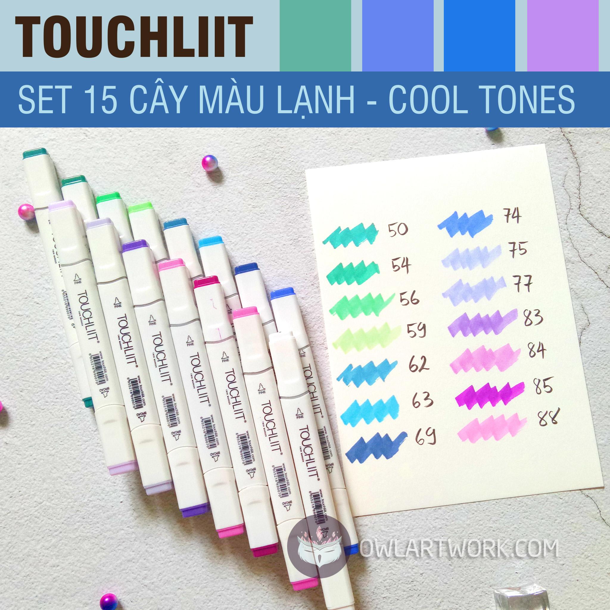 [HCM]Bút marker Touchliit 6 set 15 cây màu lạnh – Tặng kèm túi vải