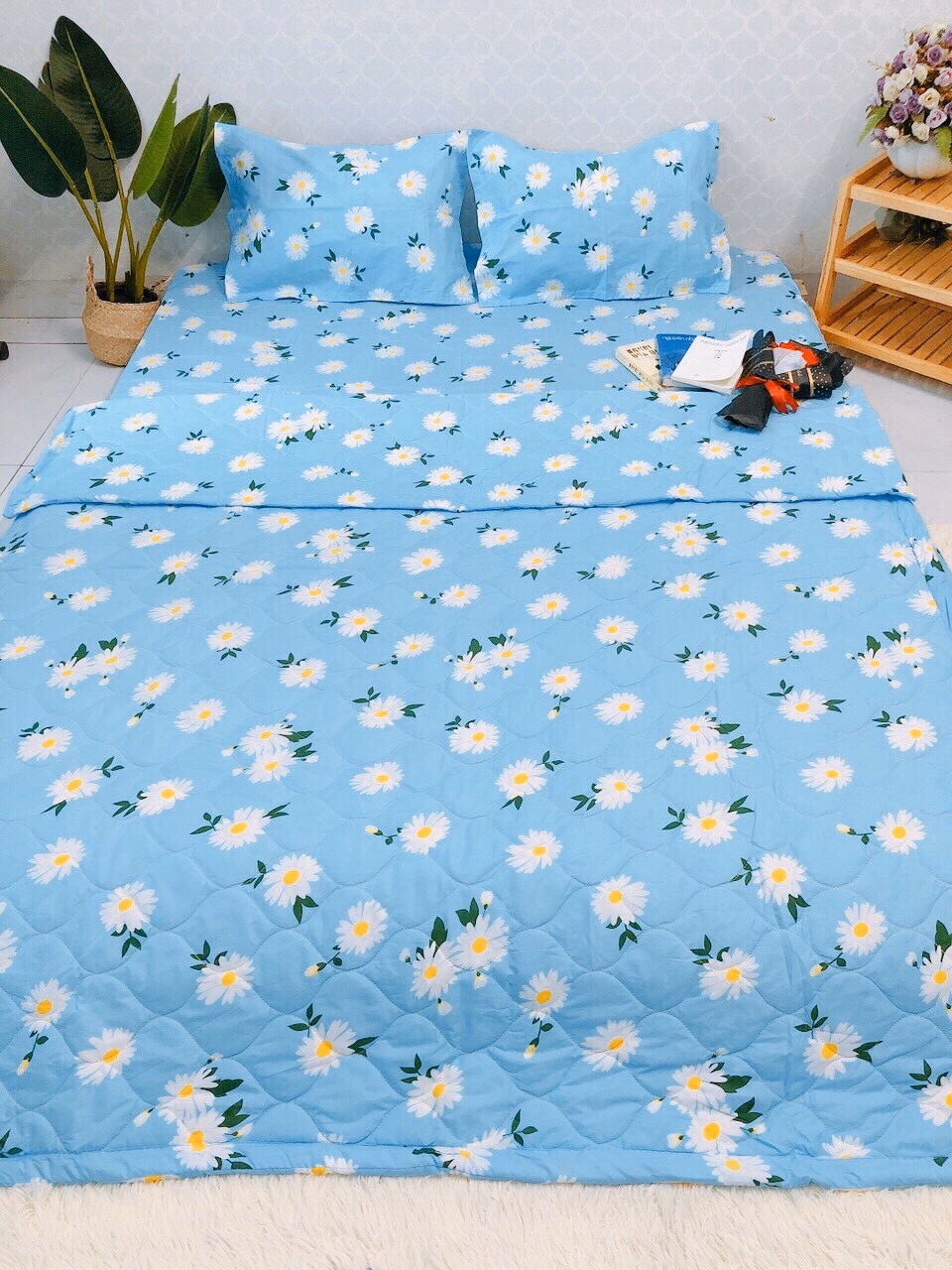 Bộ Chăn Ga Gối Cotton Poly - Hình Cúc Họa Mi ( 3 Món , 4 Món , 5 Món ) Tiệm Nhà Cá