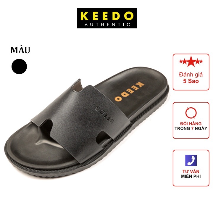 Dép quai ngang chữ h da bò thật keedo kd369 full box