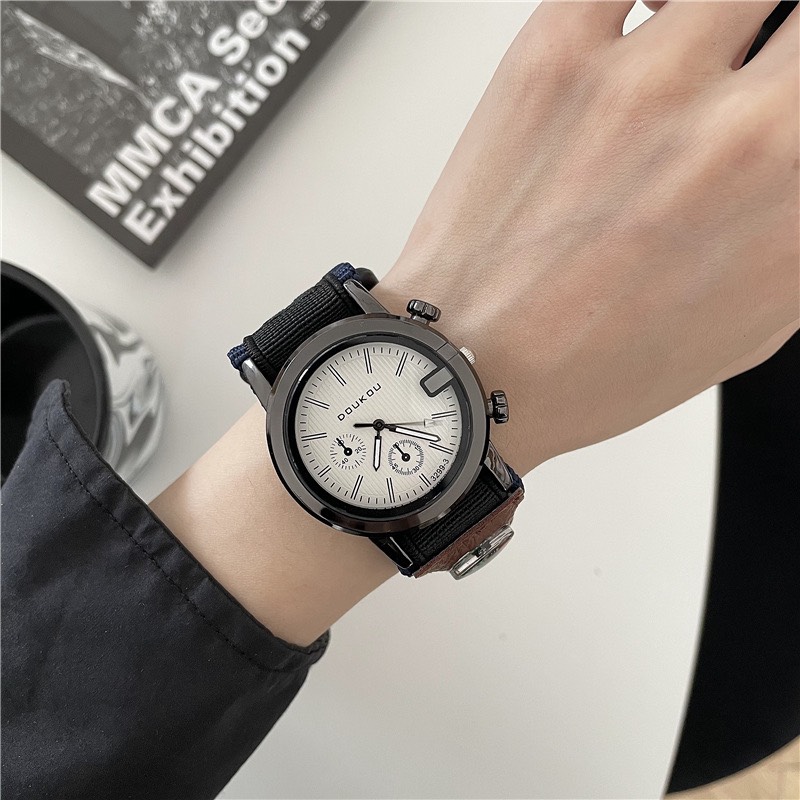Đồng hồ Unisex Doukou dây vải dù kèm la bàn nhỏ phong cách thể thao
