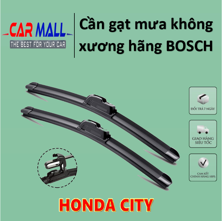 Cần gạt mưa trước HONDA CITY không xương Silicone hãng BOSCH, cần gạt mưa, lưỡi gạt mưa, chổi gạt mưa