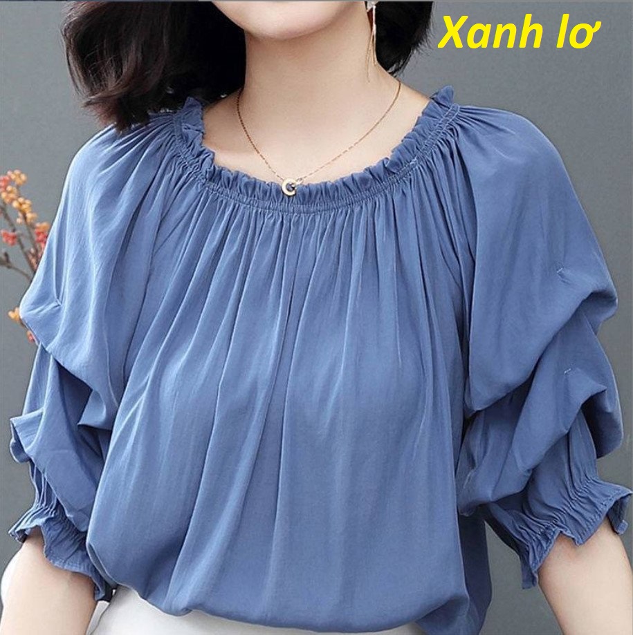 Áo sơ mi nữ, áo kiểu xếp ly tay bồng, áo công sở nữ