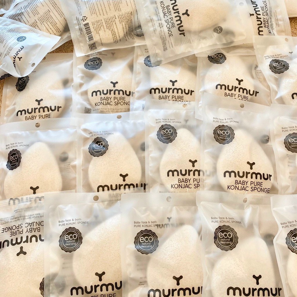 Bông tắm MurMur cao cấp chuyên dụng cho bé từ bọt biển xơ thực vật nguyên chất bề mặt xốp tẩy tế bào dịu nhẹ mềm cho bé