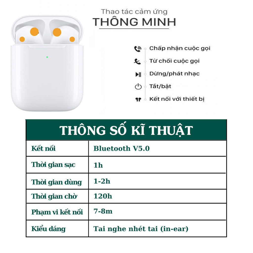 Tai nghe bluetooth ap 2 - đổi tên, định vi - phiên bản dùng cả ios & androi - tai nghe không dây bluetooth
