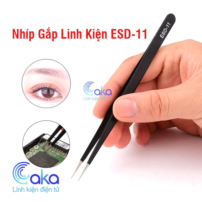 ESD-11 Nhíp gắp linh kiện điện tử, lông yến loại thẳng sơn chống tĩnh điện