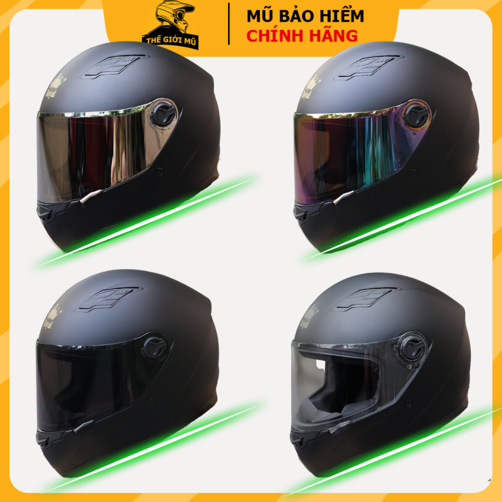Mũ bảo hiểm Full face Royal M136 đen nhám,đủ màu kính,nón bảo hiểm trùm đầu form nhỏ,gọn bảo hành 12 tháng