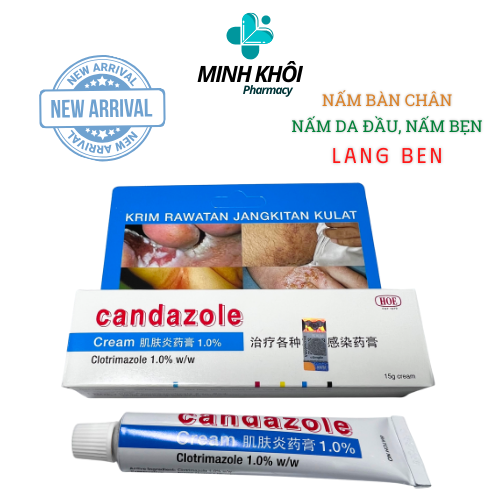 Candazole cream 15g loại bỏ Nấm bàn chân, Nấm da đầu, Nấm bẹn, Lang ben