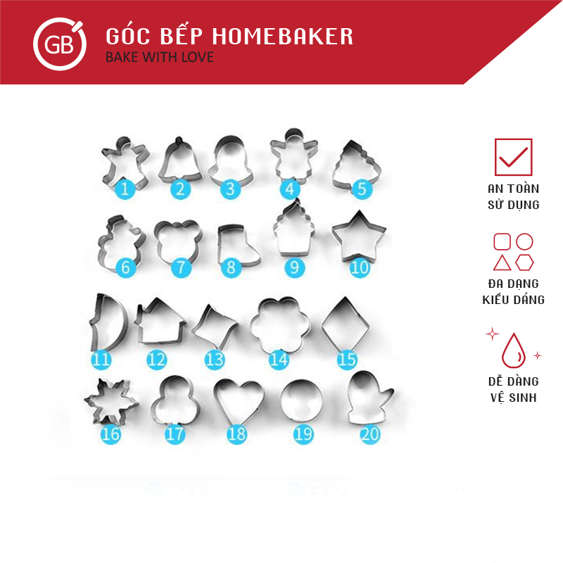 🍪 SET 20 KHUÔN NHẤN COOKIE Cute phô mai que GBMO004 🍓