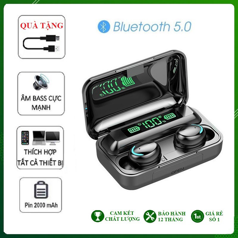 Tai Nghe Bluetooth 5.0 Amoi F9 Pro Không Dây Nút Cảm Ứng Kiêm Sạc Pin Dự
